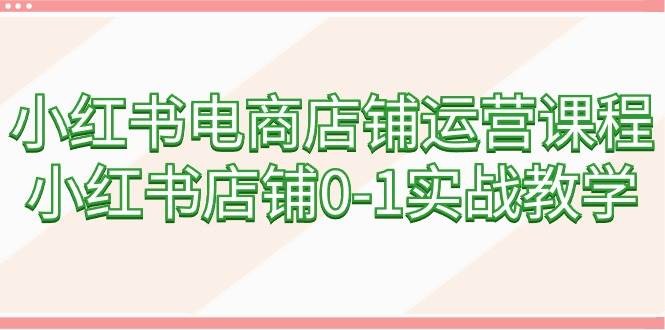 小红书电商店铺运营课程，小红书店铺0-1实战教学（60节课）网创吧-网创项目资源站-副业项目-创业项目-搞钱项目八海掘金网创吧