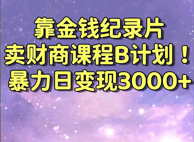 靠金钱纪录片卖财商课程B计划！暴力日变现3000+，喂饭式干货教程！网创吧-网创项目资源站-副业项目-创业项目-搞钱项目八海掘金网创吧