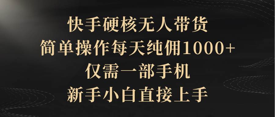 快手硬核无人带货，简单操作每天纯佣1000+,仅需一部手机，新手小白直接上手网创吧-网创项目资源站-副业项目-创业项目-搞钱项目八海掘金网创吧