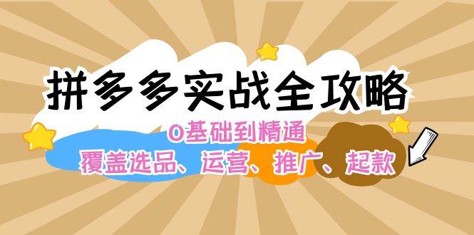 拼多多实战全攻略：0基础到精通，覆盖选品、运营、推广、起款网创吧-网创项目资源站-副业项目-创业项目-搞钱项目八海掘金网创吧