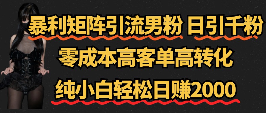 暴利矩阵引流男粉（日引千粉），零成本高客单高转化，纯小白轻松日赚2000+网创吧-网创项目资源站-副业项目-创业项目-搞钱项目八海掘金网创吧