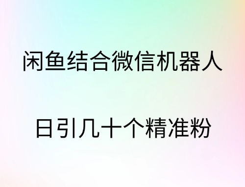 闲鱼结合微信机器人，日引几十个精准粉网创吧-网创项目资源站-副业项目-创业项目-搞钱项目八海掘金网创吧
