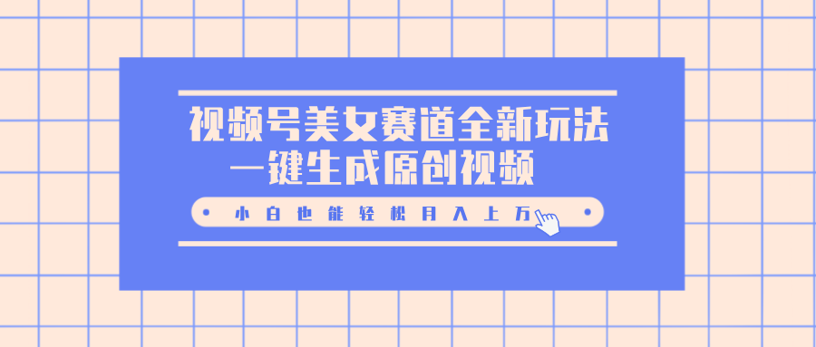 视频号美女赛道全新玩法，一键生成原创视频，小白也能轻松月入上万网创吧-网创项目资源站-副业项目-创业项目-搞钱项目八海掘金网创吧