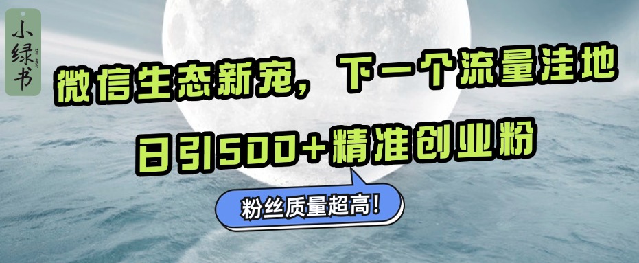 微信生态新宠小绿书：下一个流量洼地，粉丝质量超高，日引500+精准创业粉，网创吧-网创项目资源站-副业项目-创业项目-搞钱项目八海掘金网创吧