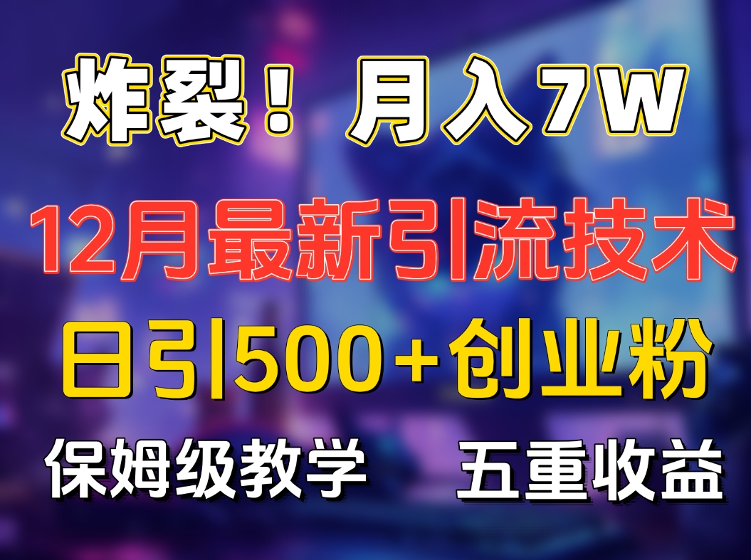 炸裂！月入7W+揭秘12月最新日引流500+精准创业粉，多重收益保姆级教学网创吧-网创项目资源站-副业项目-创业项目-搞钱项目八海掘金网创吧