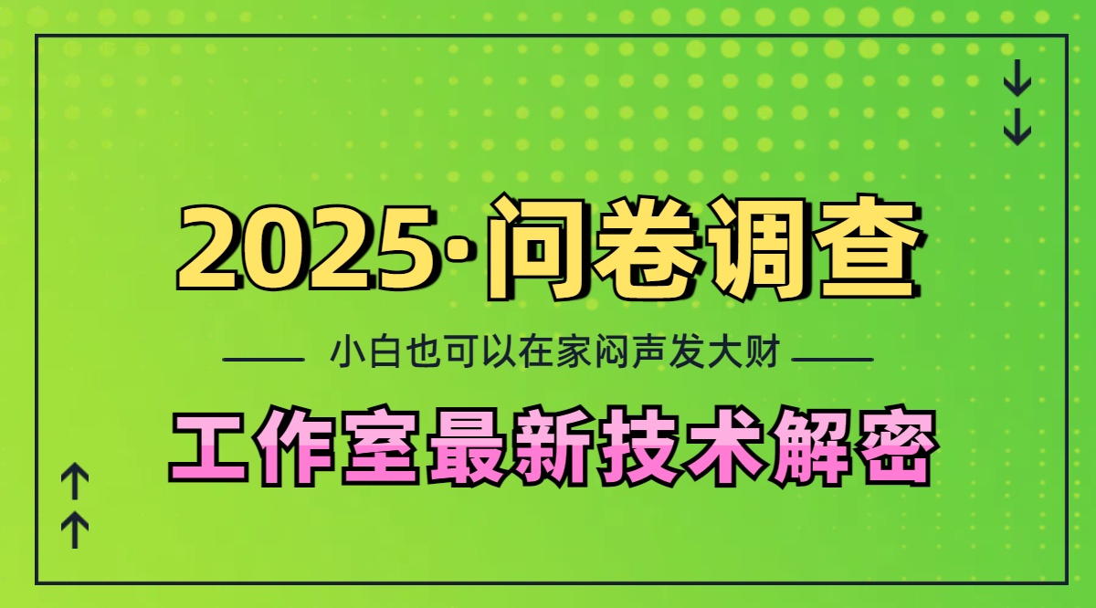 2025《问卷调查》最新工作室技术解密：一个人在家也可以闷声发大财，小白一天200+，可矩阵放大网创吧-网创项目资源站-副业项目-创业项目-搞钱项目八海掘金网创吧