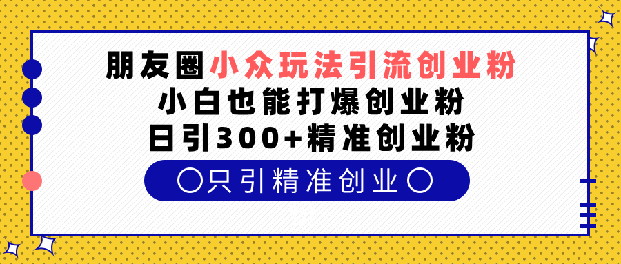 朋友圈小众玩法引流创业粉，小白也能打爆创业粉，日引300+精准创业粉网创吧-网创项目资源站-副业项目-创业项目-搞钱项目八海掘金网创吧