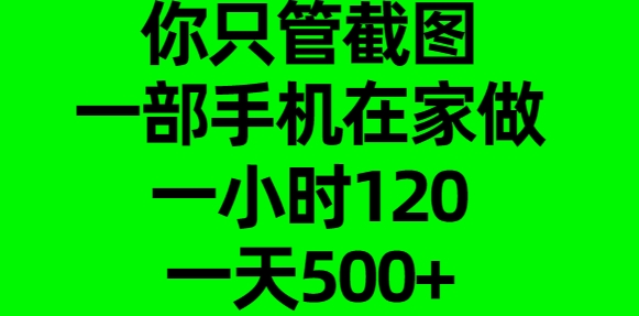 你只管截图，一部手机在家做，一小时120，一天500+网创吧-网创项目资源站-副业项目-创业项目-搞钱项目八海掘金网创吧