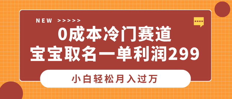 0成本冷门赛道，宝宝取名一单利润299，小白轻松月入过万网创吧-网创项目资源站-副业项目-创业项目-搞钱项目八海掘金网创吧