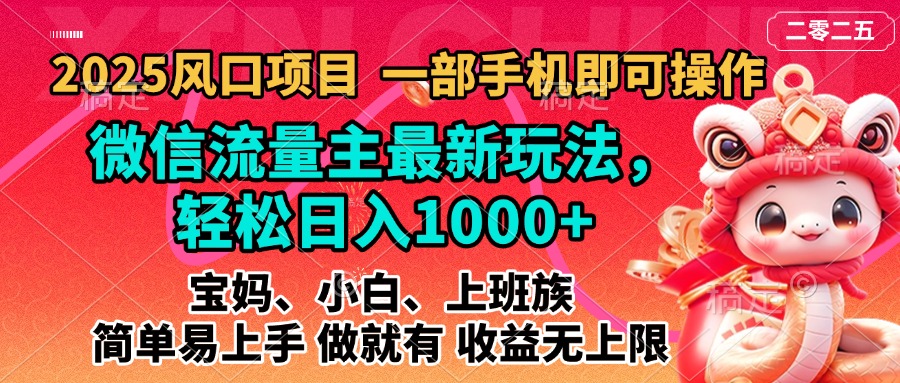 2025蓝海风口项目，微信流量主最新玩法，轻松日入1000+，简单易上手，做就有 收益无上限网创吧-网创项目资源站-副业项目-创业项目-搞钱项目八海掘金网创吧
