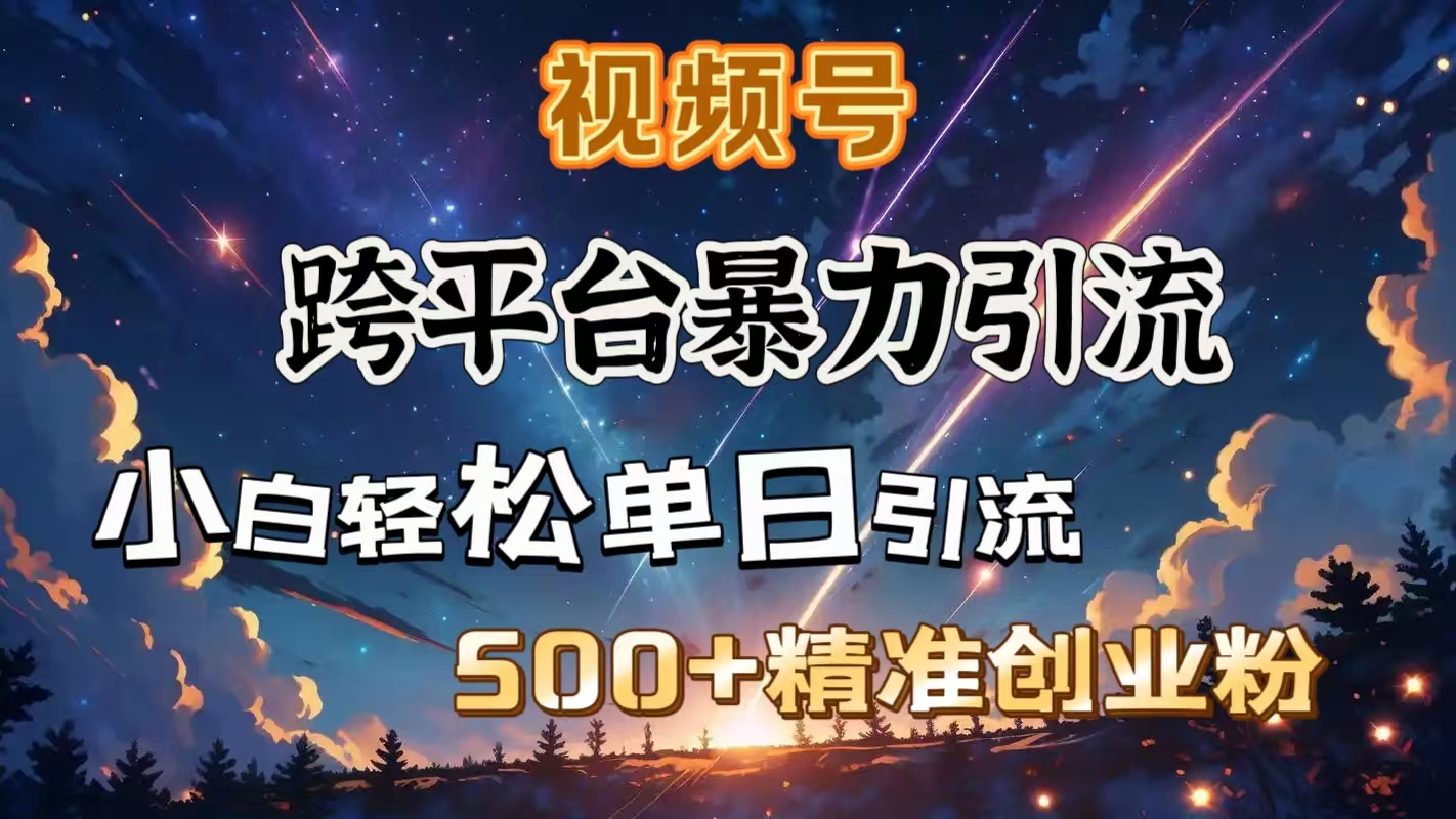 视频号跨平台暴力引流，小白轻松单日引流500＋精准创业粉网创吧-网创项目资源站-副业项目-创业项目-搞钱项目八海掘金网创吧