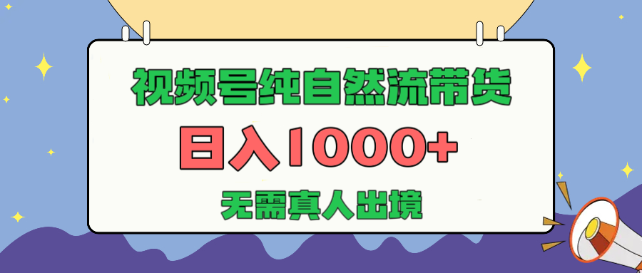 视频号纯自然流带货，日入1000+，无需真人出境，新手小白也可操作网创吧-网创项目资源站-副业项目-创业项目-搞钱项目八海掘金网创吧