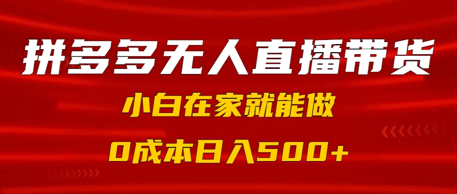 拼多多无人直播带货，小白在家就能做，0成本日入500+网创吧-网创项目资源站-副业项目-创业项目-搞钱项目八海掘金网创吧