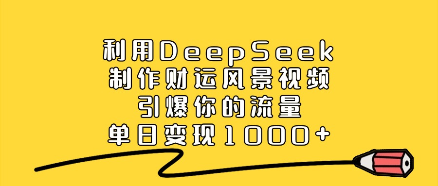 利用DeepSeek制作财运风景视频，引爆你的流量，单日变现1000+网创吧-网创项目资源站-副业项目-创业项目-搞钱项目八海掘金网创吧