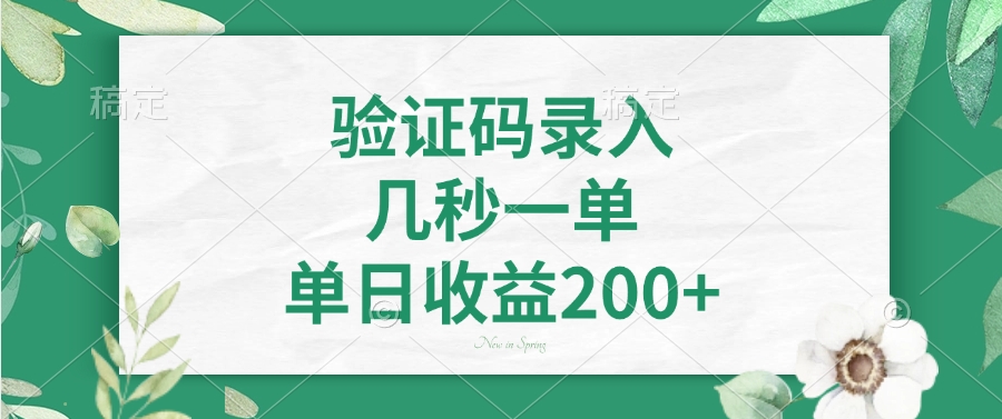 验证码录入，几秒一单，单日收益200+网创吧-网创项目资源站-副业项目-创业项目-搞钱项目八海掘金网创吧