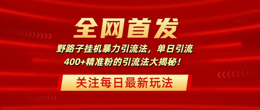 全网首发，野路子挂机暴力引流法，单日引流400+精准粉的引流法大揭秘！网创吧-网创项目资源站-副业项目-创业项目-搞钱项目八海掘金网创吧