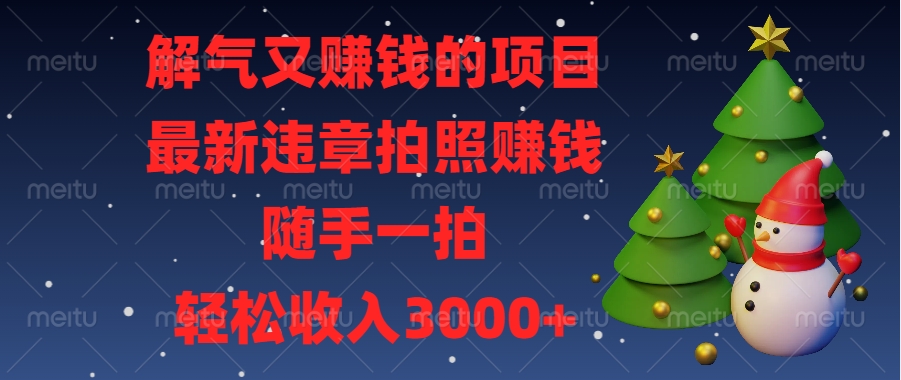 解气又赚钱的项目，最新违章拍照赚钱，随手一拍，轻松收入3000+网创吧-网创项目资源站-副业项目-创业项目-搞钱项目八海掘金网创吧