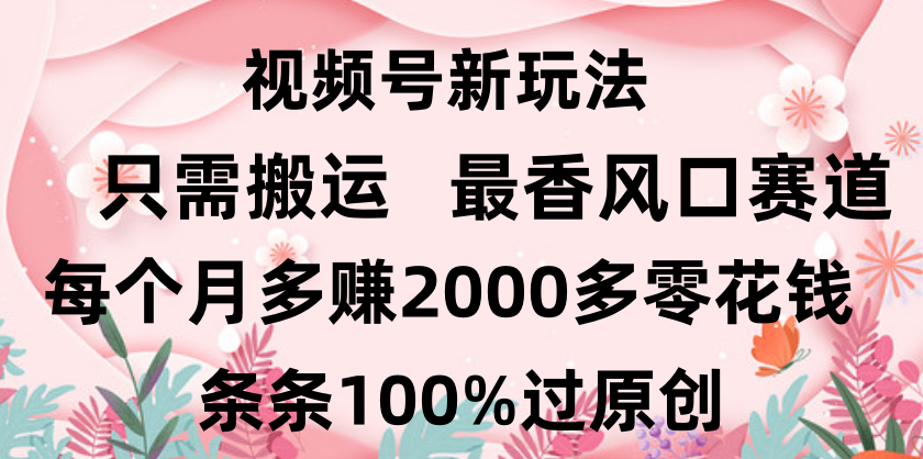 日入2000+，条条100%过原创，视频号最香风口赛道，小白轻松上手网创吧-网创项目资源站-副业项目-创业项目-搞钱项目八海掘金网创吧