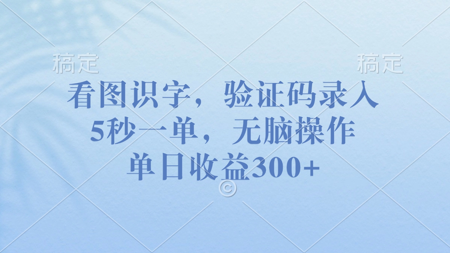 看图识字，验证码录入，5秒一单，无脑操作，单日收益300+网创吧-网创项目资源站-副业项目-创业项目-搞钱项目八海掘金网创吧