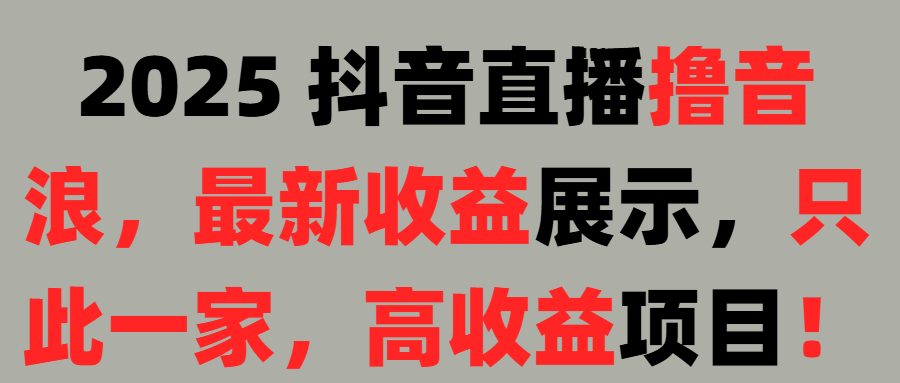 2025 抖音直播撸音浪，最新收益展示，只此一家，高收益项目！网创吧-网创项目资源站-副业项目-创业项目-搞钱项目八海掘金网创吧