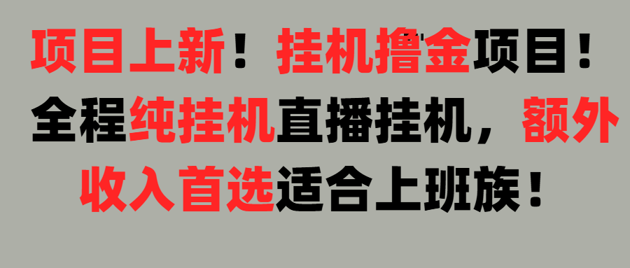 项目上新！挂机撸金项目！全程纯挂机直播挂机，额外收入首选，适合上班族！网创吧-网创项目资源站-副业项目-创业项目-搞钱项目八海掘金网创吧