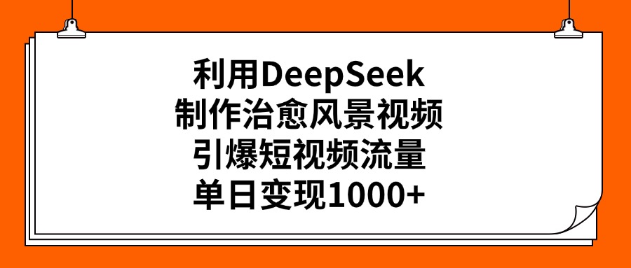 利用DeepSeek，制作治愈风景视频，引爆短视频流量，单日变现1000+网创吧-网创项目资源站-副业项目-创业项目-搞钱项目八海掘金网创吧