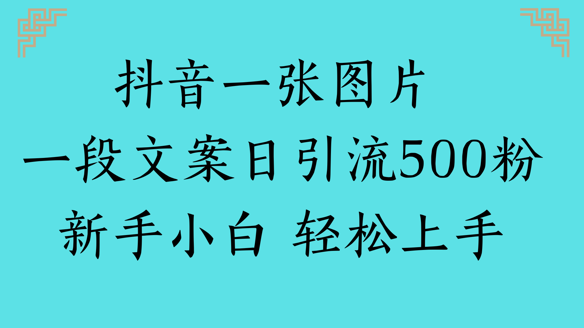 抖音一张图片 一段文案日引流500粉新手小白 轻松上手网创吧-网创项目资源站-副业项目-创业项目-搞钱项目八海掘金网创吧