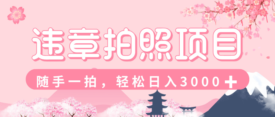 解气又赚钱的项目，最新违章拍照赚钱，随手一拍，轻松收入3000+网创吧-网创项目资源站-副业项目-创业项目-搞钱项目八海掘金网创吧