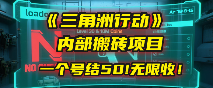 《三角洲行动》内部搬砖项目：打一个号，结50块，无限收！网创吧-网创项目资源站-副业项目-创业项目-搞钱项目八海掘金网创吧