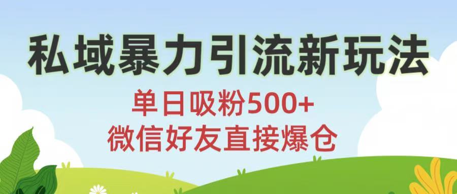 私域暴力引流新玩法!单日吸粉500+，微信好友直接爆仓网创吧-网创项目资源站-副业项目-创业项目-搞钱项目八海掘金网创吧